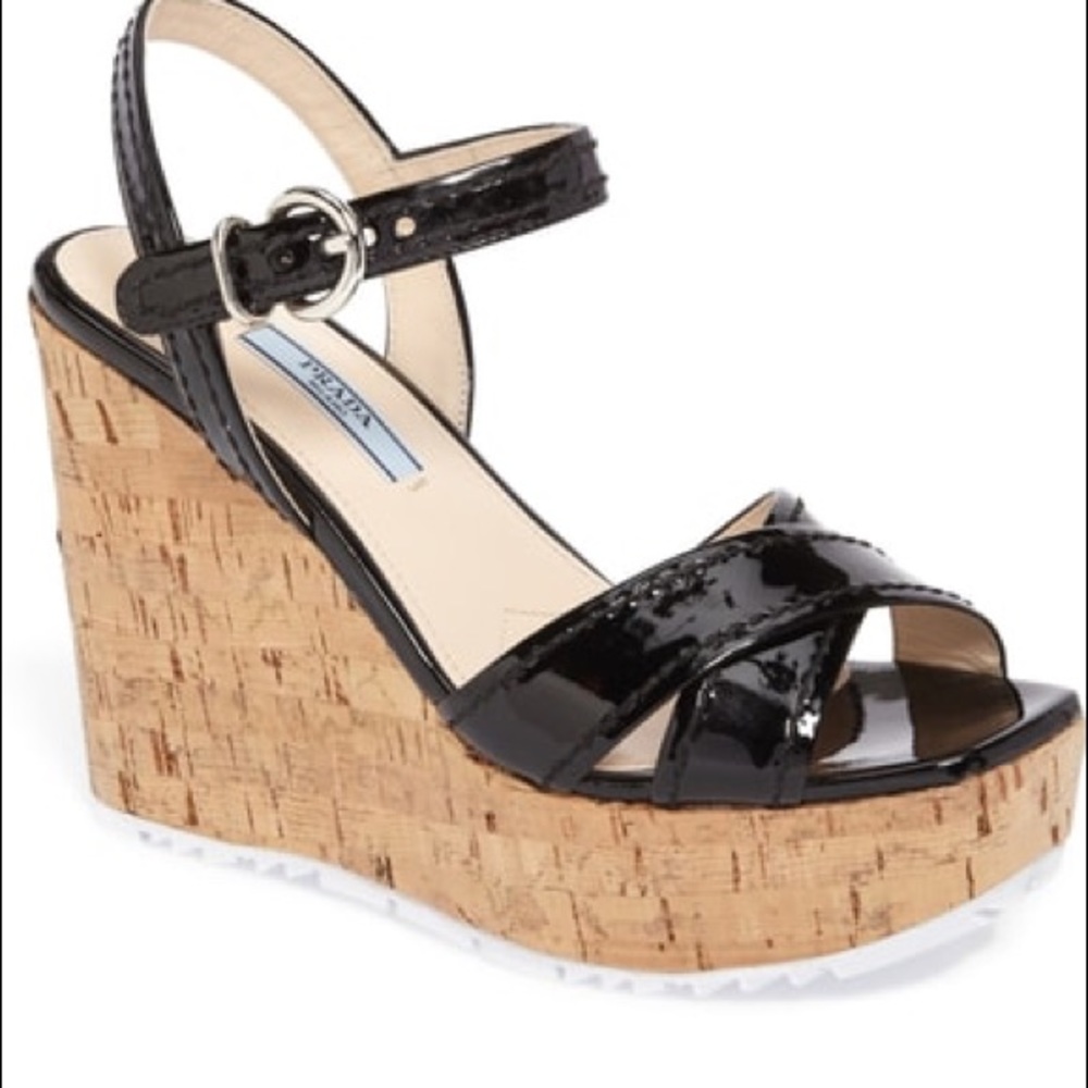 Authentic Prada Cork wedges sz 36.5 (6.5)